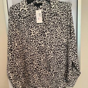 Sanctuary Johnny Collar Tunic Animal Print Blouse